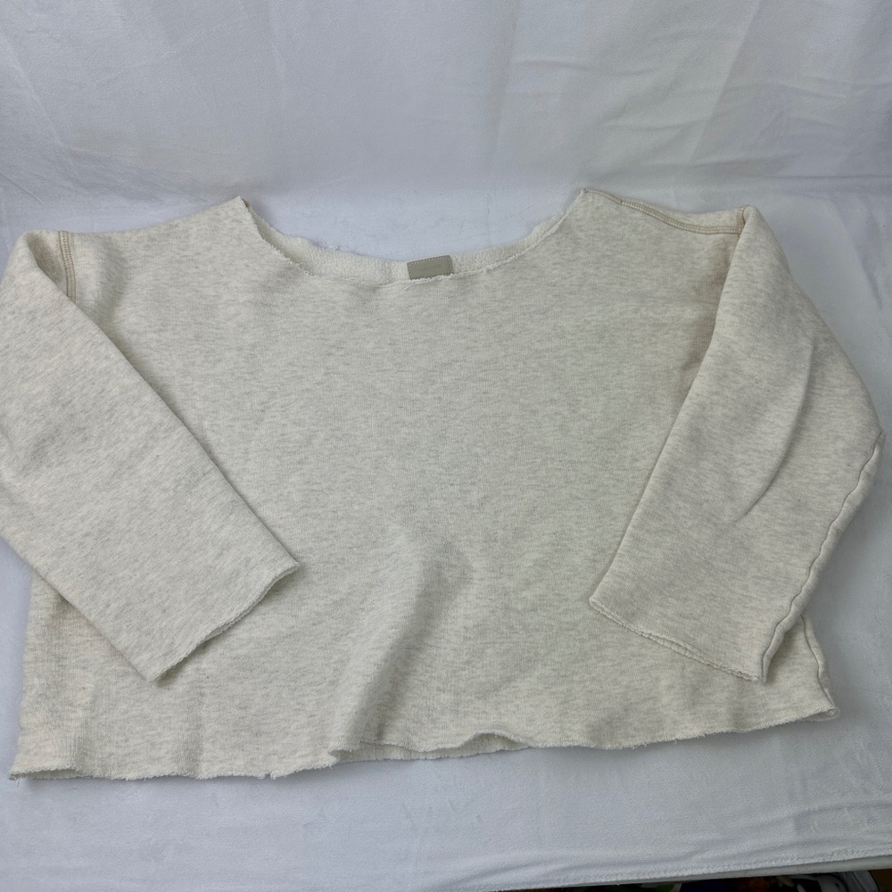 Mother Denim "The Cold Shoulder" Raw Wash Sweatshirt. SZ Large